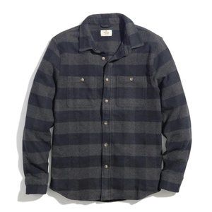 Marine Layer Heavy Flannel Overshirt in Black/Charcoal - NWT